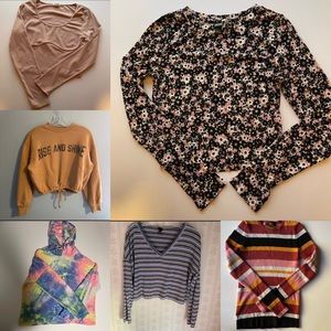 Bundle Of 6   4 Crop Tops 2 sweaters